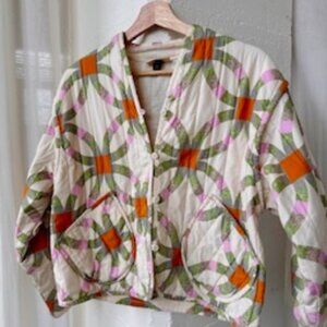 Universal Thread Cream Abstract Quilted Jacket